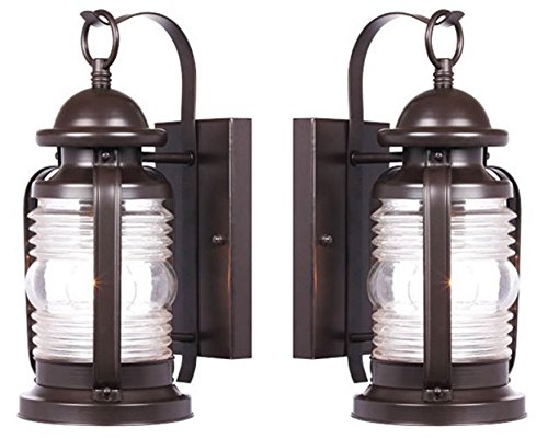 Westinghouse 6230100 Weatherby One-Light Exterior Wall Lantern, Weathered Bronze Finish on Steel with Clear Glass - 2 Pack