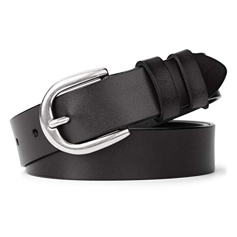 Women Casual Genuine Leather Belt for Jeans, WHIPPY Wide Ladies Waist Belt with Golden Buckle 1.26 Inches Width Strap