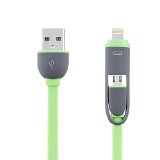 USB Cable Cyanb High Quality 2-in-1 USB Adapter Charging Charger Cable Connector for Iphone 6s6s Plus 6 Plus 6 5s  Ipad 1 2 3samsung Most Android Smart Phones and Tablets Green