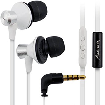 Apple iOS Earbuds, Alpatronix® [EX100] High Performance Stereo In-Ear Headset with Built-in Microphone, 3-Button Volume & Playback Control, Noise-Isolating Headphones, Tangle-Free Earphones for iPhone 6S Plus, 6S, 6 Plus, 6, 5S, 5C, 5, 4S / iPad 4, 3, 2, 1, Mini, Air, Pro / iPod Touch, Nano, Shuffle and other Apple iOS Devices - (White)