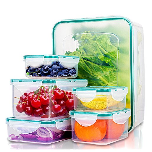 Food Containers with Lids - Easy Snap Lock and BPA Free Clear Plastic Storage Container Set - 100% Leak-Proof Airtight Container - Small & Large Pantry Storage Containers by Empino - 12 Piece Set