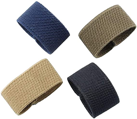 8 Pcs Elastic Webbing Belt Loop Keeper Retainer for 1.5" Wide Canvas Belt, 4 Colors