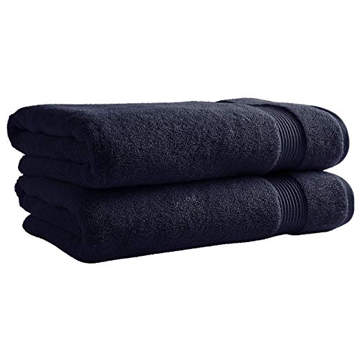 Rivet Classic Supima Cotton Bath Towels, Set of 2, Navy