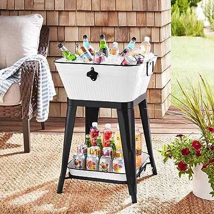 Member's Mark 3-Piece Beverage Tub with Stand, White/Black