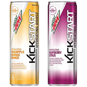 Mountain Dew Kickstart Hydrating Boost, Raspberry Citrus & Pineapple Orange Mango Variety Pack, 12 Ounce (Pack of 12)