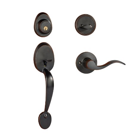Dynasty Hardware COL-HER-100-12PL Colorado Front Door Handleset, Aged Oil Rubbed Bronze, With Heritage Lever, Left Hand