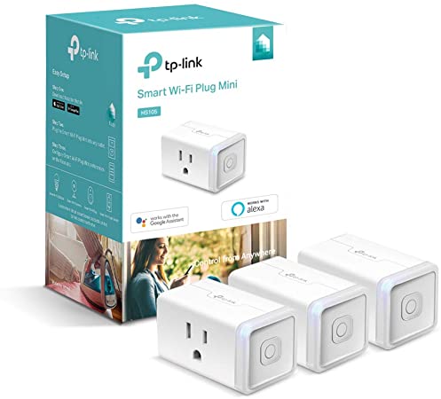 Kasa Smart Plug by TP-Link, Smart Home Wi-Fi Outlet Works with Alexa, Echo, Google Home & IFTTT,No Hub Required, Remote Control, 15 Amp, UL Certified, 3-Pack (HS105P3),White