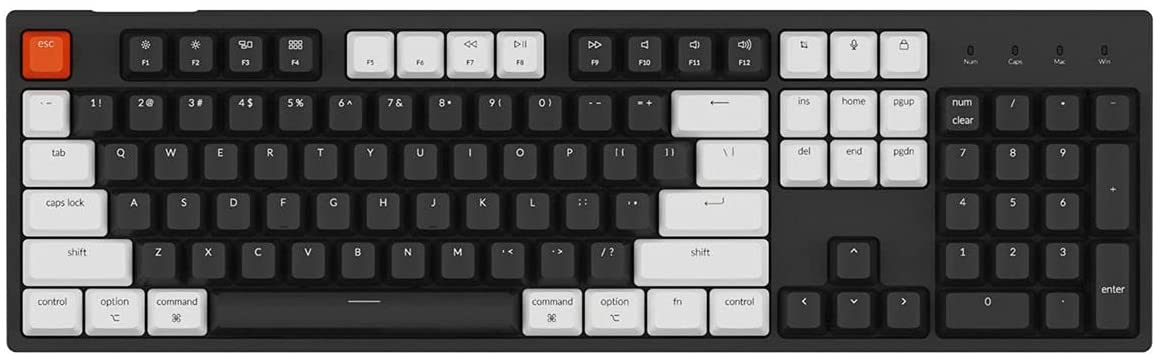 Keychron C2 Full Size Wired Mechanical Keyboard Compatible with Mac, Keychron Red Switch, 104 Keys ABS keycaps Gaming Keyboard for Windows, USB-C Type-C Braid Cable