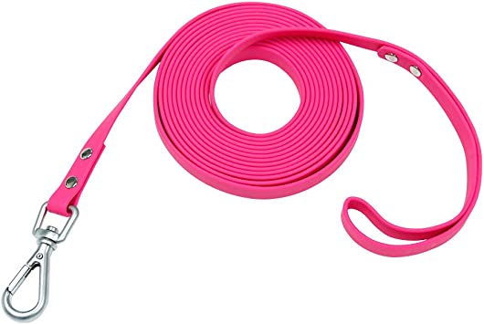 Nimble Waterproof Dog Leash Lead Durable Training Rope Outdoor Long Leash 5ft 10ft 13ft 16ft 30ft 50ft Great for Training, Beach, Yard, Play, Camping (30 feet, Pink)