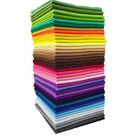 flic-flac 42pcs1.4mm Thick Soft Felt Fabric Sheet Assorted Color Felt Pack DIY Craft Sewing Squares Nonwoven Patchwork (15cm 15cm)