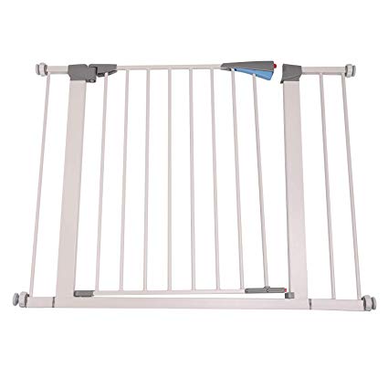 Walnest 28" x 30’’Wide Indoor Safety Gates Metal Baby Gate Decorative Heavy Duty Ideal for Portico, Doorways or Between Rooms White-Add an Additional 5.5” to the Width of the Gate for Extra Wide Space