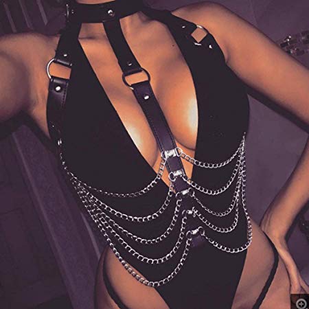 Victray Boho Sexy Leather Body Chains Belly Dance Summer Beach Bikini Chain Fashion Charm Harness Chain Body Accessories Jewelry for Women and Girls