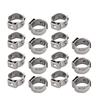 uxcell 6.8mm-8mm 304 Stainless Steel Adjustable Tube Hose Clamps Silver Tone 15pcs