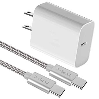 Boxgear Fast USB-C Power Adapter for iPhone 11, 11 Max, iPad Pro 2018, 18W PD Quick Wall Charger with 6 Feet Fast Speed Braided Type-C Cable for, Pixel 3, 2, XL, Galaxy S10, S10e, S9, Note 9, White