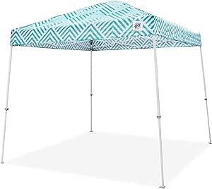 E-Z UP Sprint 10' X 10' Shelter with Geo Print, Aqua Top, and White Frame