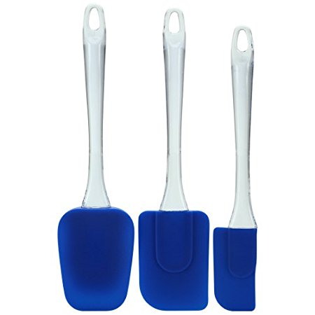 Flexible 3-Piece Silicone Spatula Set, Heat Resistant And BPA Free (Blue)
