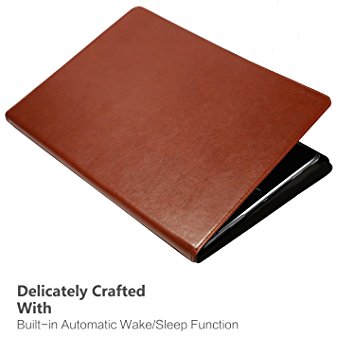 Tranesca Premium Leather Protector for iPad Pro with Apple Pencil holder (Topaz Brown-12.9 inch)