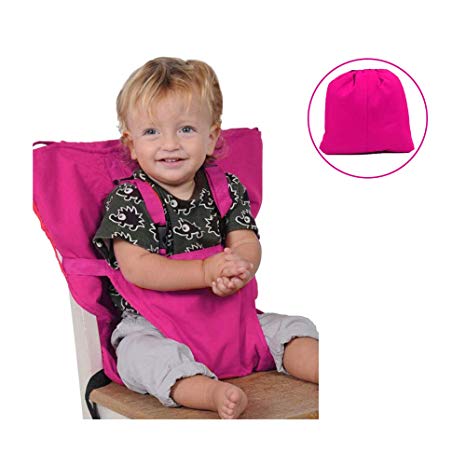 High Chair Harness for Baby Feeding | Portable for Travel | Highchair Safety Cushion for Infant, Baby and Toddler | Easy to Store | Adjustable Shoulder Strap | Universal Size Holds Upto 40lbs (Pink)