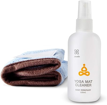 OKIEOKIE 100% Natural Yoga Mat Cleaner - Safe for All Mats, No Sticky Or Slimy Residue - Cleans, Restores, Refreshes + Free Microfiber Cleaning Towel Included