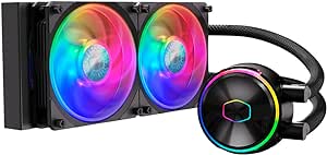 Cooler Master MasterLiquid PL240 Flux Refroidisseur Liquide CPU, Système Watercooling AIO, 2 x Ventilateurs 120mm, Radiateur 240mm, Contrôleur RGB Gen2 Inclus, Compatible AMD & Intel, Garantie 5ans