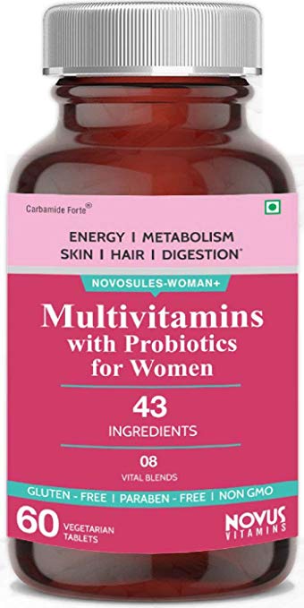 Carbamide Forte Multivitamins for Women with 43 Ingredients like Probiotics and Minerals Supplement - 60 Veg Tablets