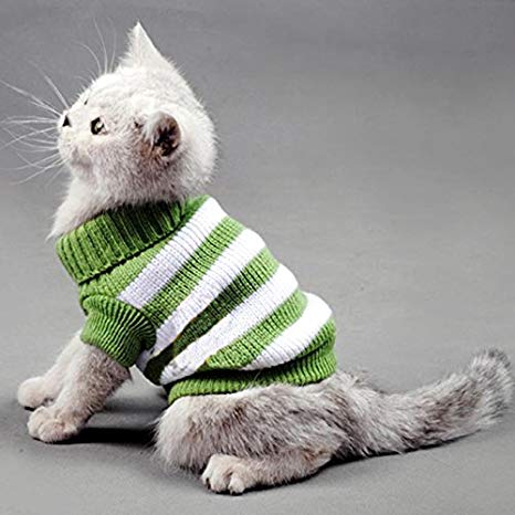 Striped Cats Sweater Aran Pullover Knitted Clothes for Small Dog Kitten Kitty Chihuahua Teddy