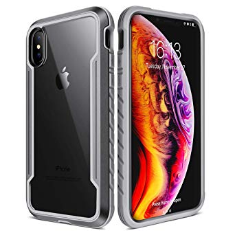 iPhone X & iPhone Xs Case, XchuangX Defender iPhone Case Anodized Aluminum, TPU, Clear PC, Military Grade Machined Metal Protective Case for Apple iPhone Xs, iPhone X, iPhone 10 (Grey)