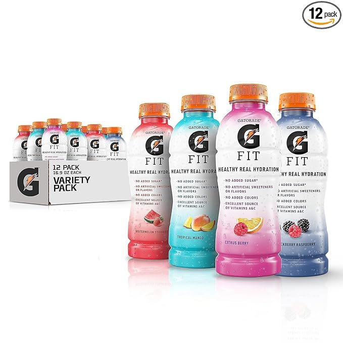 Gatorade Fit Electrolyte Beverage, Healthy Real Hydration, New 2.0 4 Flavor Variety Pack, 16.9.oz Bottles (12 Pack)