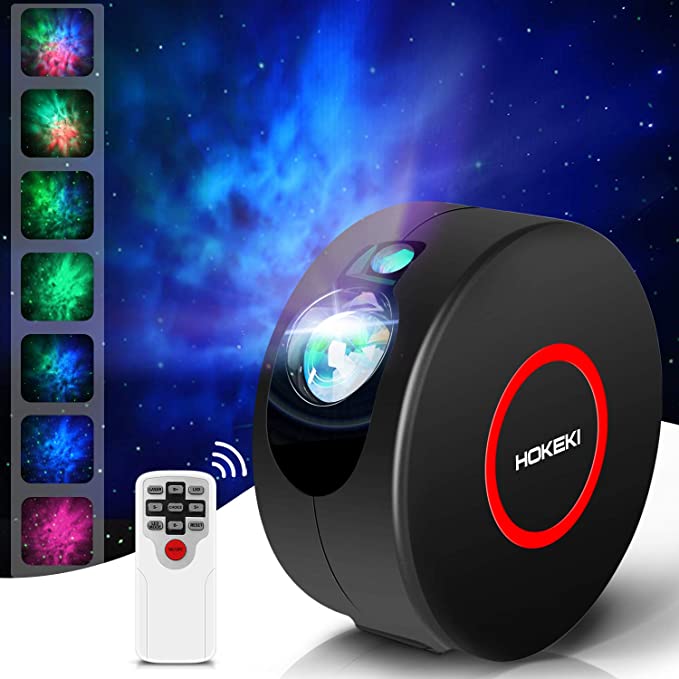 LED Night Light, Colorful Laser Projector, HOKEKI Star Projector, Galaxy Projector, Lights for Room, Starlight Projector, 7 Lighting Effects, SuitableFor Bedroom and Party Decoration,Black