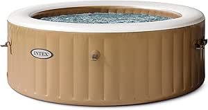 INTEX 28425EH PureSpa Bubble Massage Spa Set Outdoor Inflatable Portable Hot Tub, Includes Energy Efficient Spa Cover, Saltwater System Ready, 4 Person, 77in x 28in