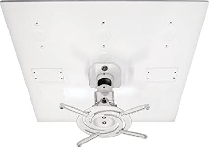 AMER Projector Mount - Heavy Duty Universal Ceiling Bracket LCD DLP Tilt 360° Swivel 30lbs (White 2x2 Drop/Suspended Ceiling)