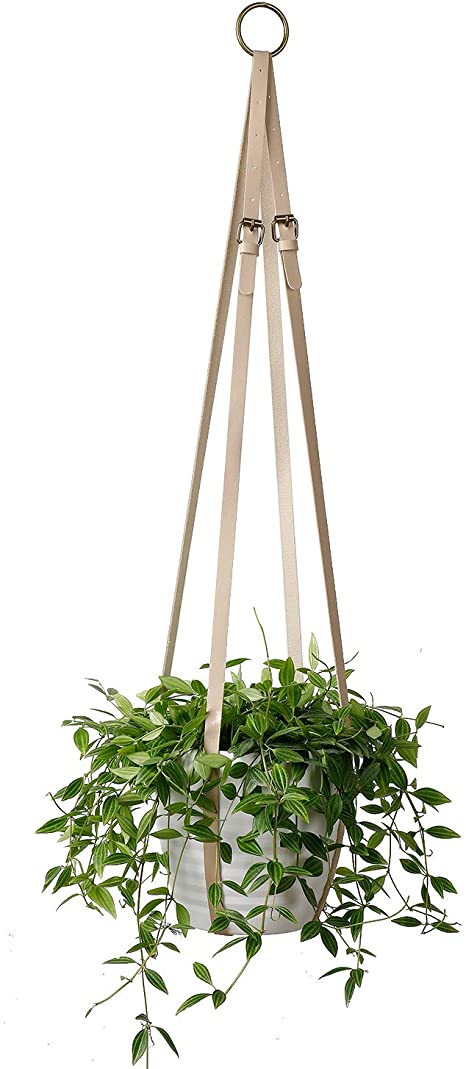 POTEY 610104 Leather Plant Hanger-Hanging Plant Holder Indoor for Decorative Flower Pots Adjustable Vegan Leather Plant Hanger Hanging Planters 30inch -35inch,Beige