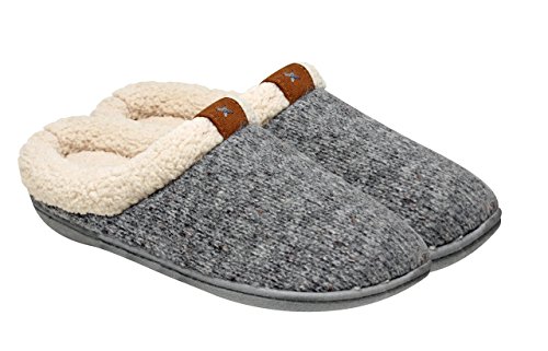 Adrienne Vittadini Women's Comfort Padded Memory Foam Sherpa Clog Cable Knit Slipper with Slip-Resistant Rubber Bottom Sole | Indoor/Outdoor