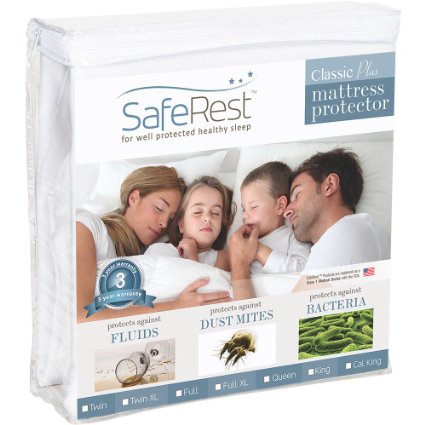 Full Size SafeRest Classic Plus Hypoallergenic 100% Waterproof Mattress Protector - Vinyl Free