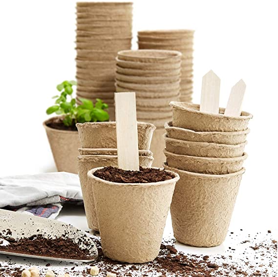 U ME Peat Pots for Seedlings | 60 Seed Starters   10 Bonus Plant Labels | Seed Starting Kit | Biodegradable Seed Starter Kit Seedling Pots | Small pots for Plants | Nursery Pots