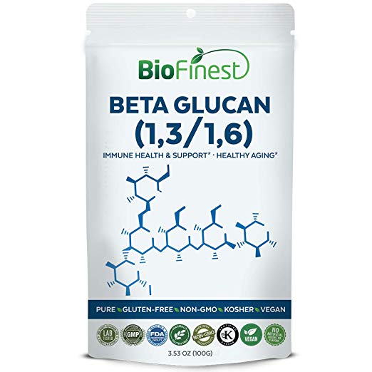 Biofinest Beta Glucan (1,3/1,6) Powder - Pure Gluten-Free Non-GMO Kosher Vegan Friendly - Supplement for Immune System Support, Healthy Aging (100g)