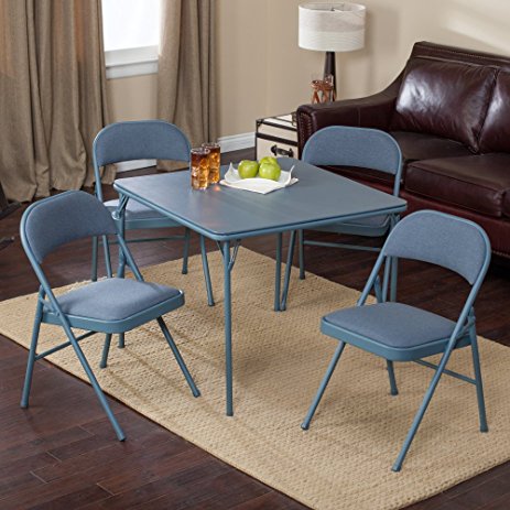 Meco Sudden Comfort Deluxe Double Padded Chair and Back- 5 Piece Card Table Set -