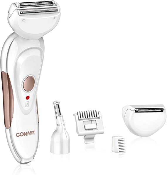 Conair satiny smooth Ladies All-In-One Shave & Trim System, Electric Shaver for Women, cordless/rechargeable, Use Wet or Dry