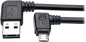 TRIPP LITE Reversible USB Charge Cable Left Right A to Right 5-Pin Mic B (UR05C-003-RARB)