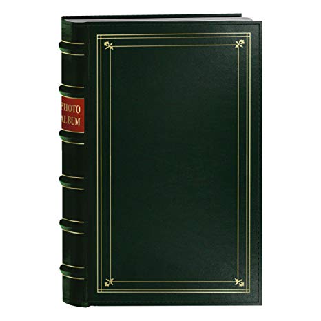 Pioneer Photo 204-Pocket Ring Bound Photo Album for 4 by 6-Inch Prints, Hunter Green Bonded Leather with Gold Accents Cover