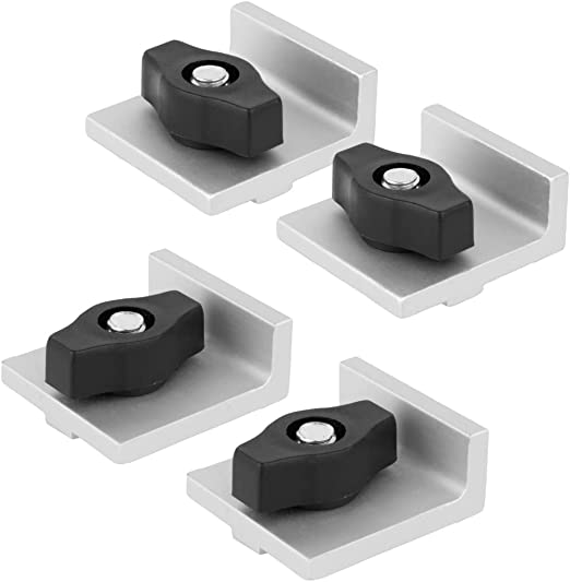 POWERTEC 71694 1-33/64" Universal Short Stop Kit for T-Track System with Wing Knobs, 4PK