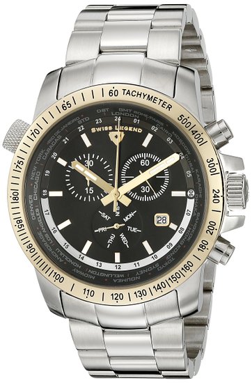 Swiss Legend Mens 10013-11-GB World Timer Collection Chronograph Two-Tone Stainless Steel Watch