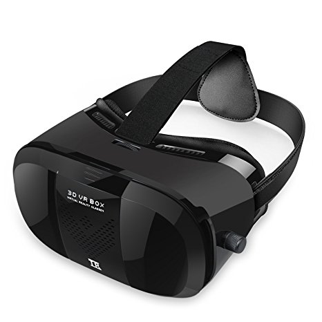 3D VR Headset, TechRise 3D VR Glasses Virtual Reality Box with Adjustable Lens and Comfortable Strap for iPhone 6/ 6S/ 6S PLUS/ 5/ 5S/ 5SE/ 4s/ 4, Samsung Galaxy and all 4-6 inch Smartphones, For IMAX Movie