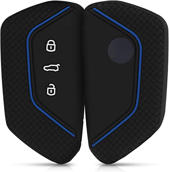 kwmobile Key Cover Compatible with VW Golf 8 - Black/Blue
