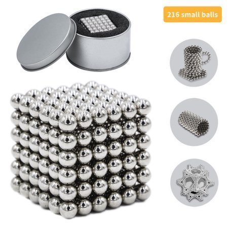 216 PCS 5mm Magic Iron Puzzle Cube Magnetic Balls Puzzle Magnet Block Desk Hunting Ammo, Intelligence develop and Stress Relief, Stress Ball