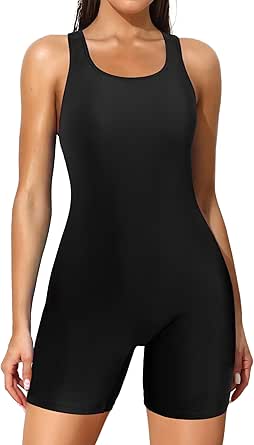 ATTRACO Womens Boyleg Sport One Piece Swimsuit Athletic Swimwear Training Bathing Suit