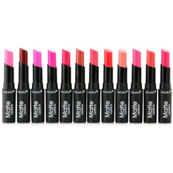12pc Nabi Cosmetics Professional Matte Lipstick set of 12 Amazing Colors MLS13-24