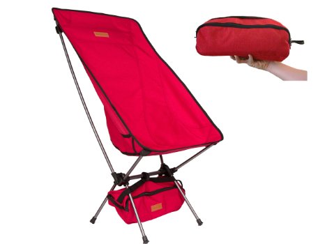 Trekology Compact Portable High Back Camping Chair with Head Rest - Ultralight Backpacking Chair in a Bag for Camping, Beach, Backpacking, Fishing, Picnic, Patio, Sports, Events