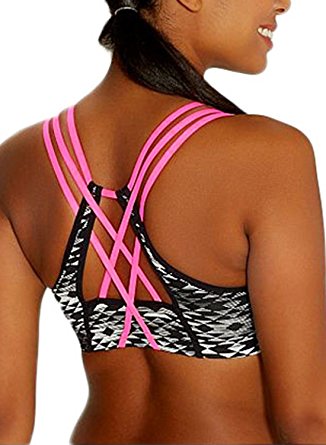 EVALESS Women's Active Strappy Wirefree Yoga Sports Bra Support Running Bra Top