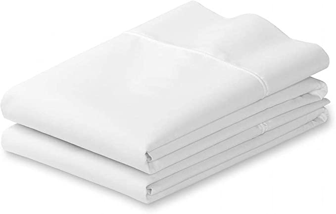 Pacific Linens White Cotton Blend Pillowcases, Hotel Quality 20x34 Queen Size 2-Pack Pillow Covers